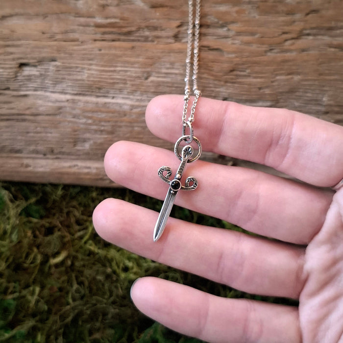 Onyx Sword Sterling Silver Pendant
