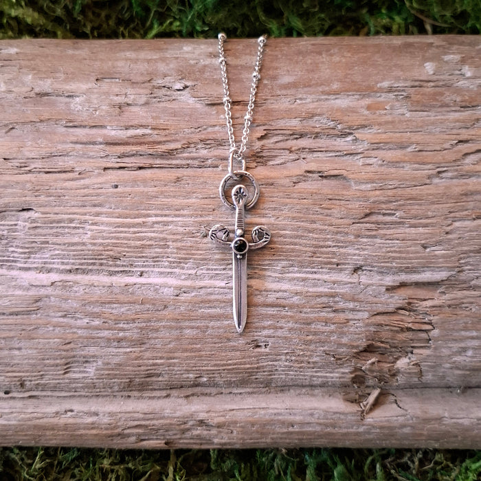 Onyx Sword Sterling Silver Pendant
