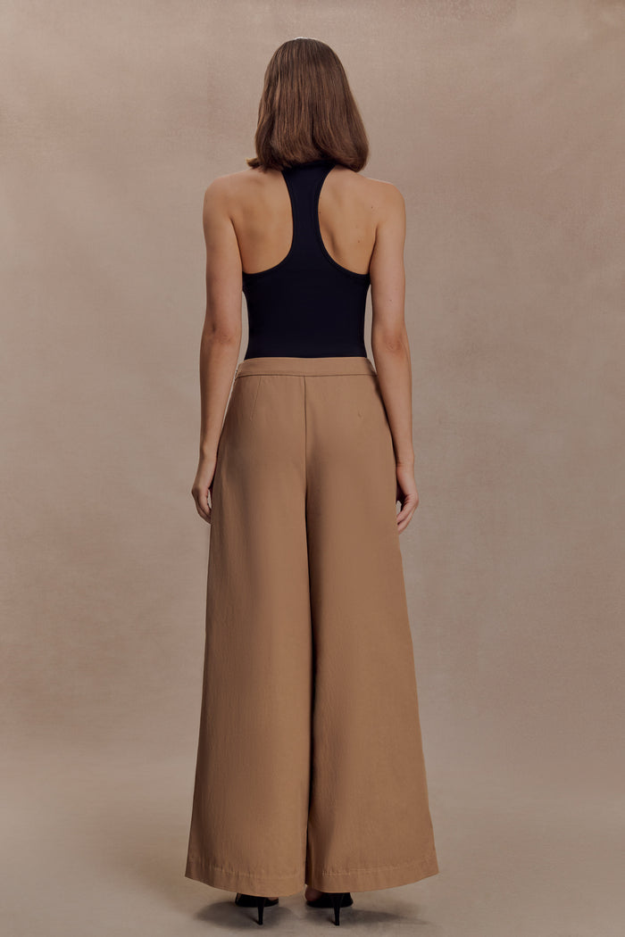 Owen Draped Wide Leg Pants - Mocha