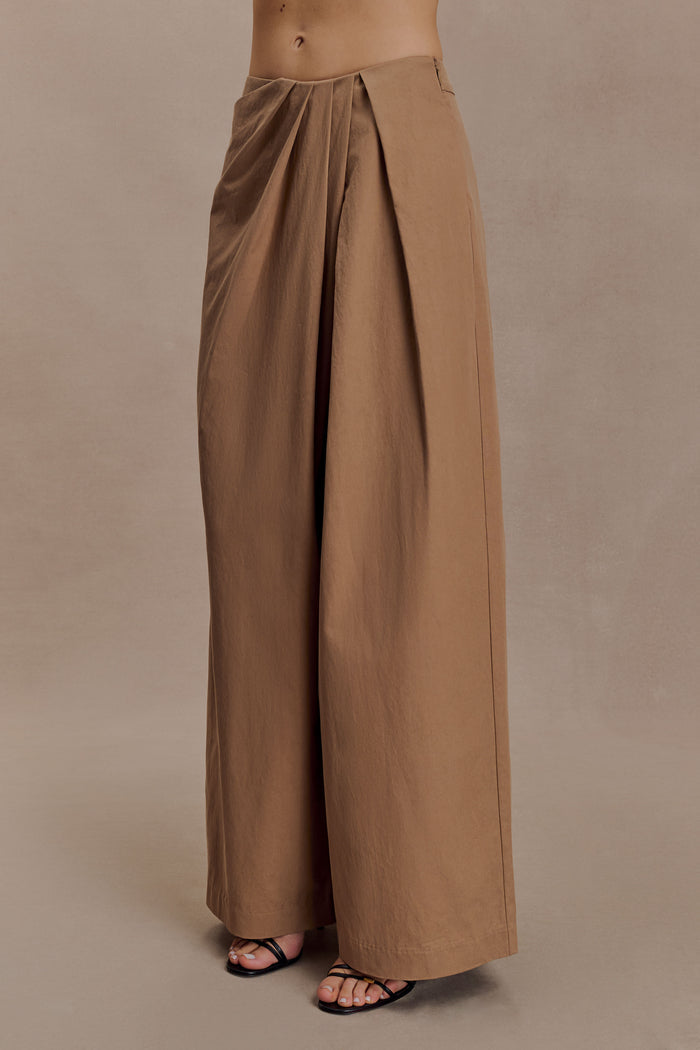 Owen Draped Wide Leg Pants - Mocha