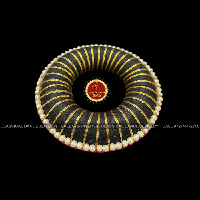 Classical Dance Jewelry Pearls Lace Hair Hard Plastic Donut Ring | Small | Rakodi Indian Jewelry | Bharatanatyam Kuchipudi Dance Weddings | Classical Dance Jewelry