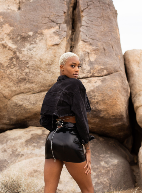 Peekaboo Mini Skirt zip back closure in black latex — Vex Clothing