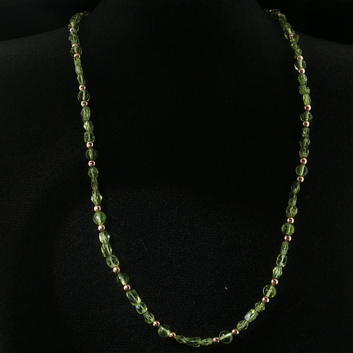 Peridot Gemstone and Gold Filled Beaded Necklace