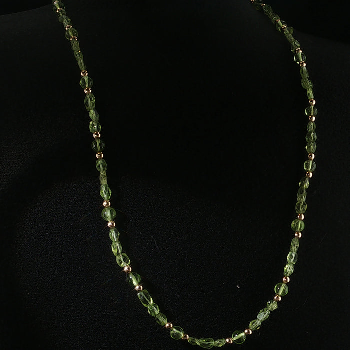 Peridot Gemstone and Gold Filled Beaded Necklace