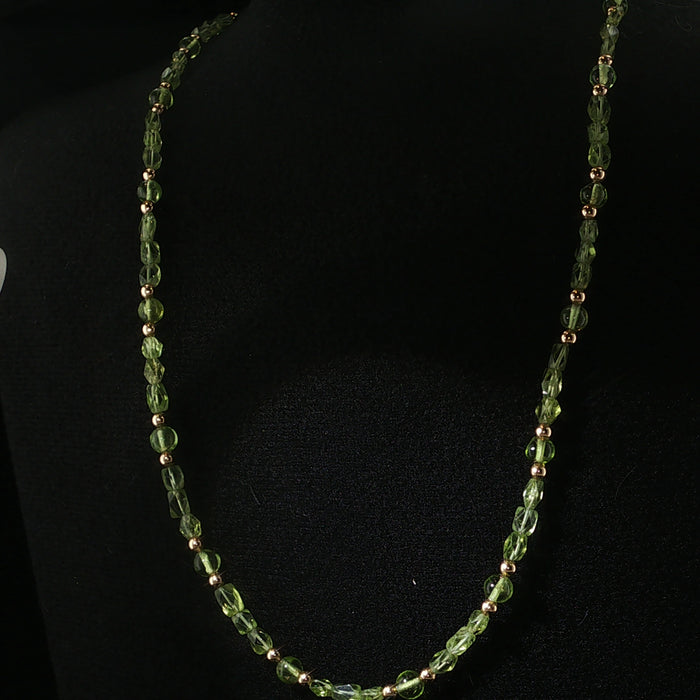 Peridot Gemstone and Gold Filled Beaded Necklace