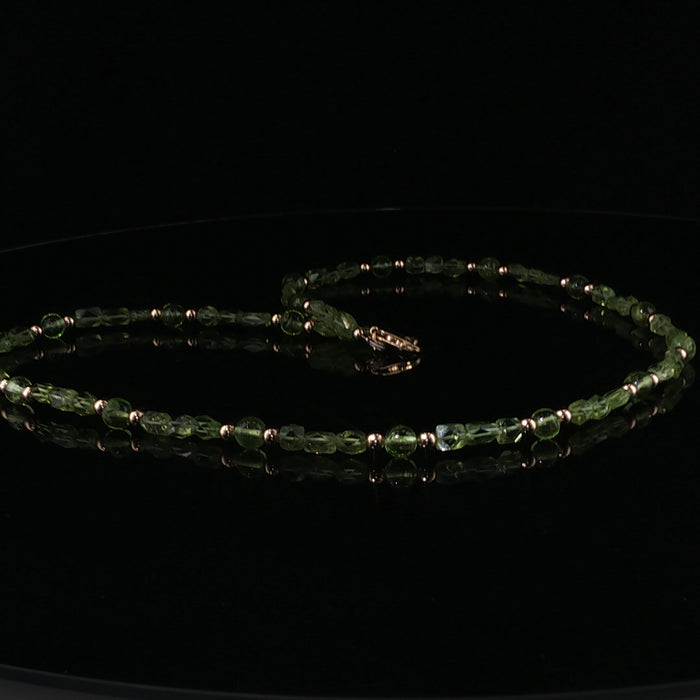 Peridot Gemstone and Gold Filled Beaded Necklace