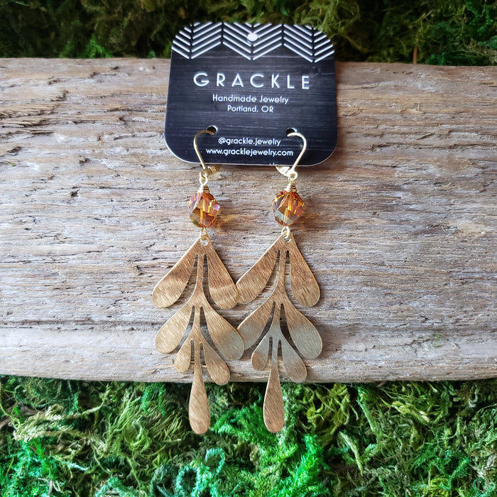 Phoenix Feather Brass Earrings