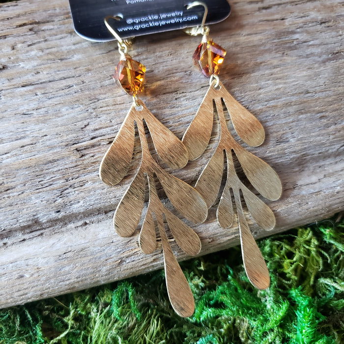 Phoenix Feather Brass Earrings
