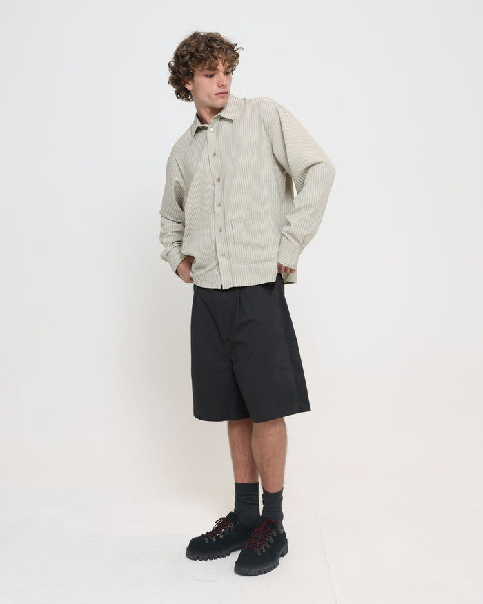 Pleated Short - Washed Charcoal