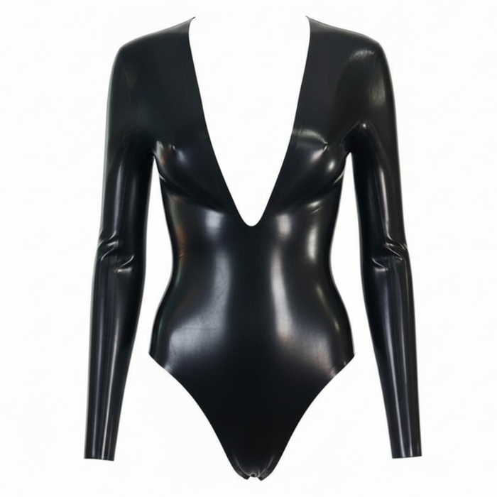 Plunge Bodysuit READY TO SHIP - Small Black / Small Womens - Vex Inc. | Latex Clothing