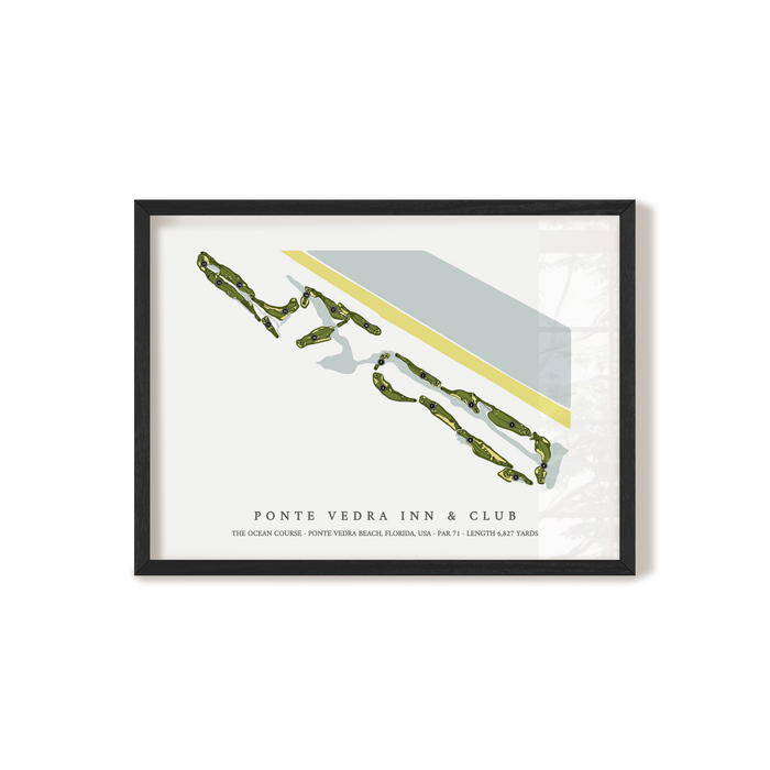 Ponte Vedra Inn & Club - The Ocean Course | Golf Course Map | Black Frame