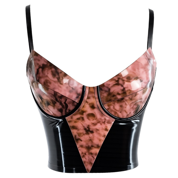 Print Marble Bustier READY TO SHIP - 34B 34B / Transparent Black and Water Marble Womens - Vex Inc. | Latex Clothing
