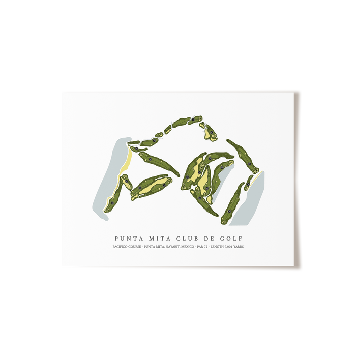 Punta Mita Club de Golf - Pacifico Course | Golf Course Map | Unframed