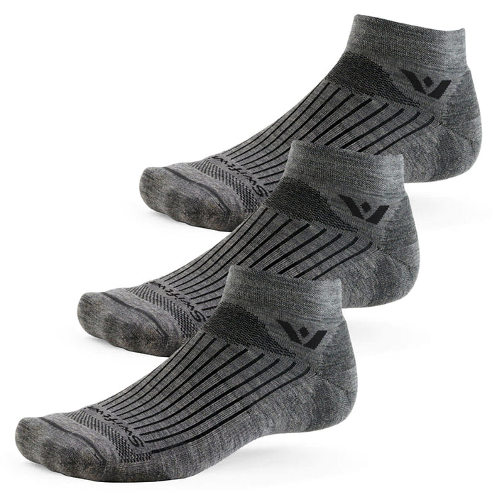 Three pairs of Pursuit Ankle socks in heather gray