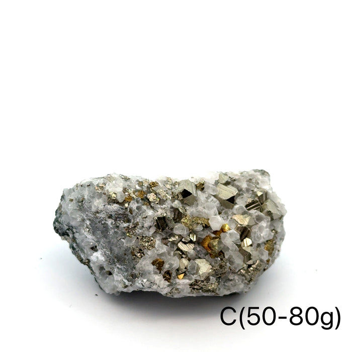 One (50-80g) Pyrite in Quartz Gemstone Cluster / C