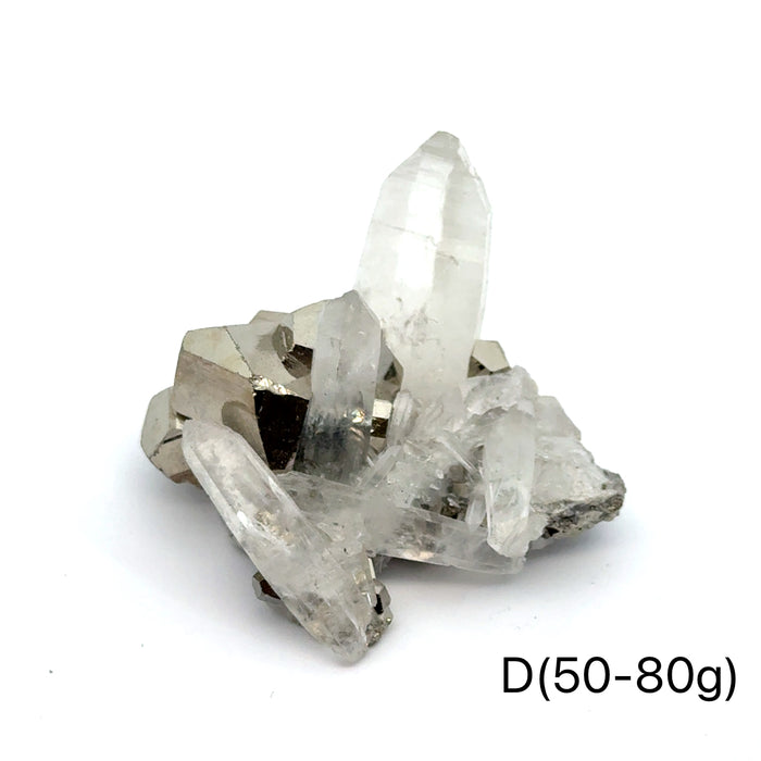 One (50-80g) Pyrite in Quartz Gemstone Cluster / D