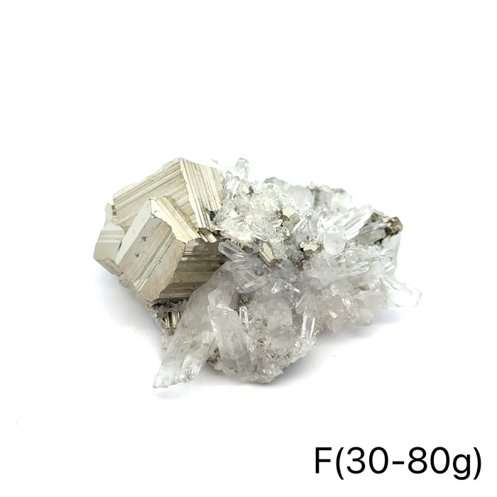 One (50-80g) Pyrite in Quartz Gemstone Cluster / F