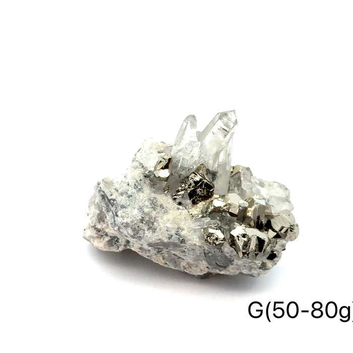 One (50-80g) Pyrite in Quartz Gemstone Cluster / G