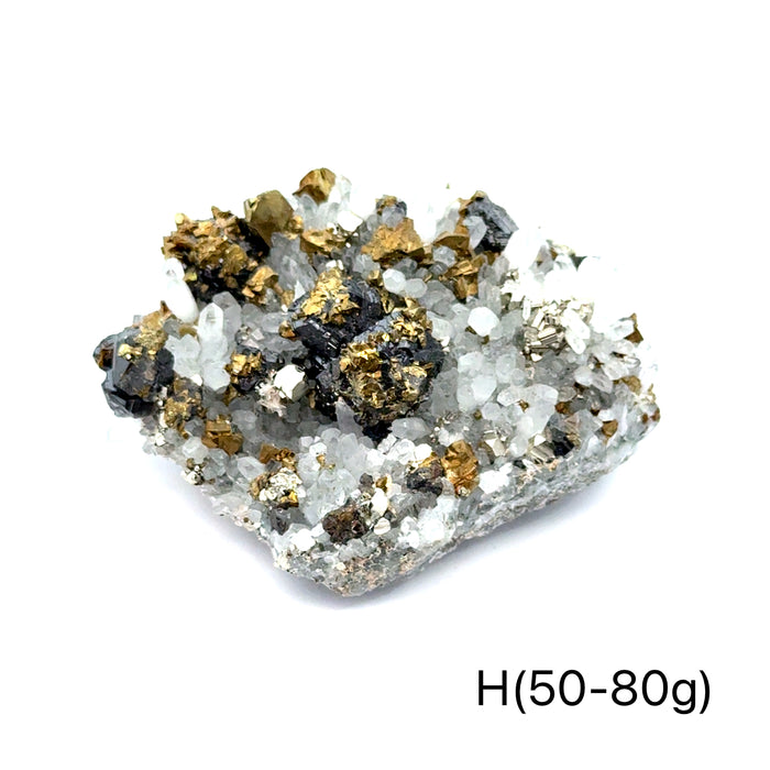 One (50-80g) Pyrite in Quartz Gemstone Cluster / H