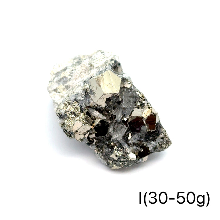 One (50-80g) Pyrite in Quartz Gemstone Cluster / I