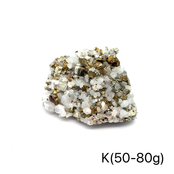 One (50-80g) Pyrite in Quartz Gemstone Cluster / K