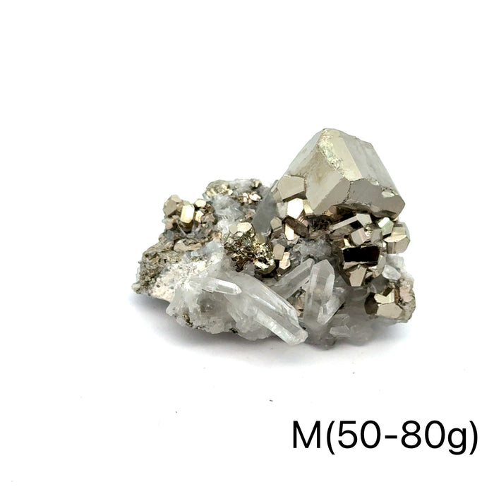 One (50-80g) Pyrite in Quartz Gemstone Cluster / M