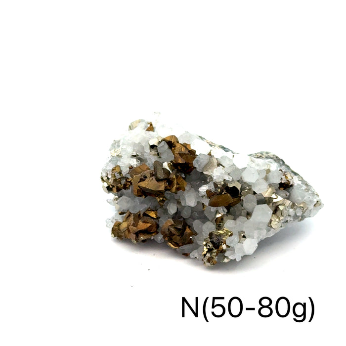 One (50-80g) Pyrite in Quartz Gemstone Cluster / N