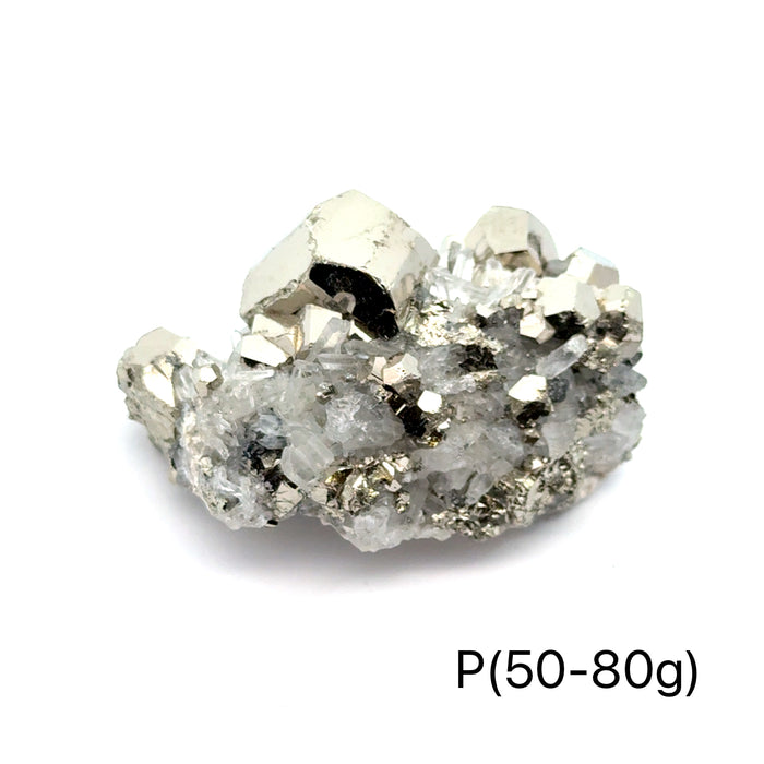 One (50-80g) Pyrite in Quartz Gemstone Cluster / P