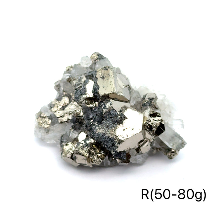 One (50-80g) Pyrite in Quartz Gemstone Cluster / R
