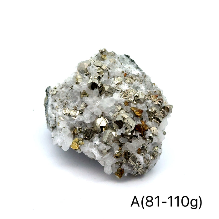 One (81-110g) Pyrite in Quartz Gemstone Cluster / A