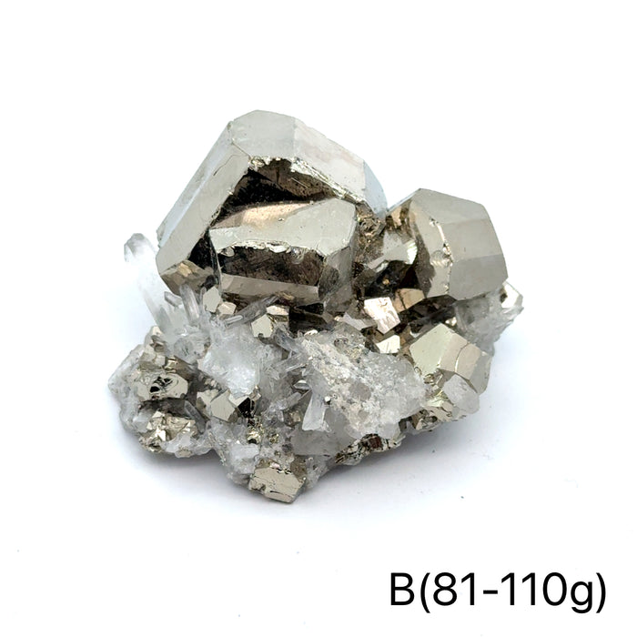 One (81-110g) Pyrite in Quartz Gemstone Cluster / B