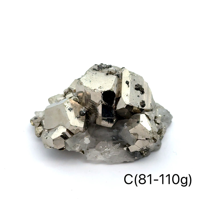 One (81-110g) Pyrite in Quartz Gemstone Cluster / C