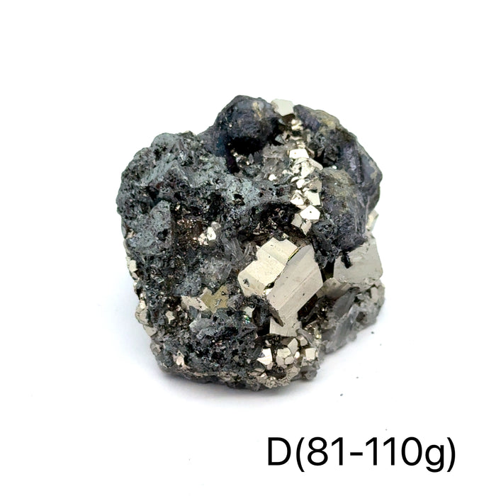 One (81-110g) Pyrite in Quartz Gemstone Cluster / D