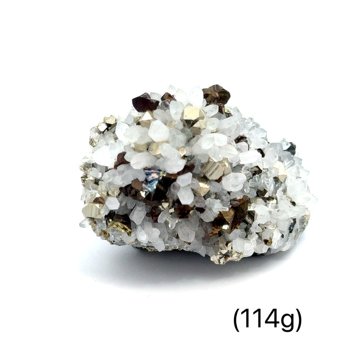 One (114g) Pyrite in Quartz Gemstone Cluster / A