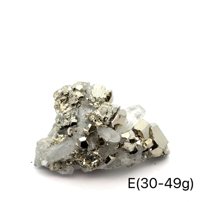 One (30-49g) Pyrite in Quartz Gemstone Cluster / E