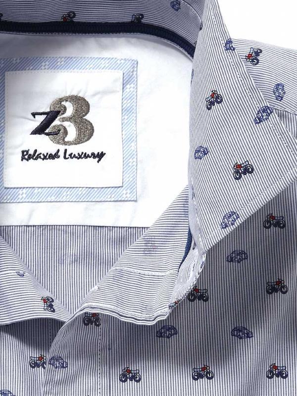 Racing Navy Printed Blended Shirt