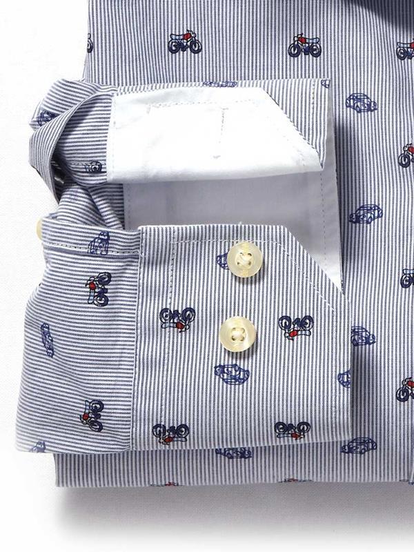 Racing Navy Printed Blended Shirt