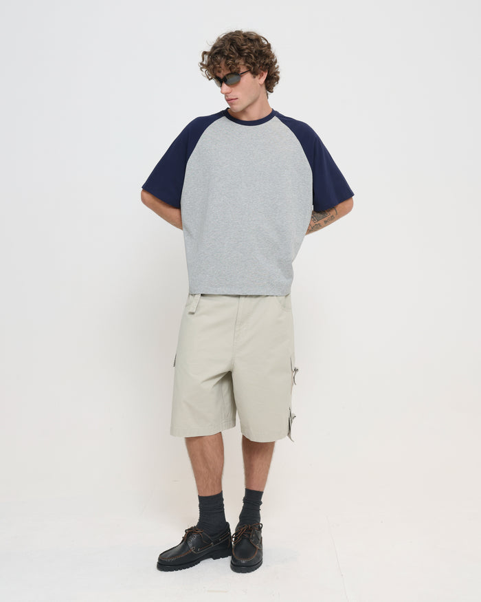 Raglan Tee - Grey / Navy