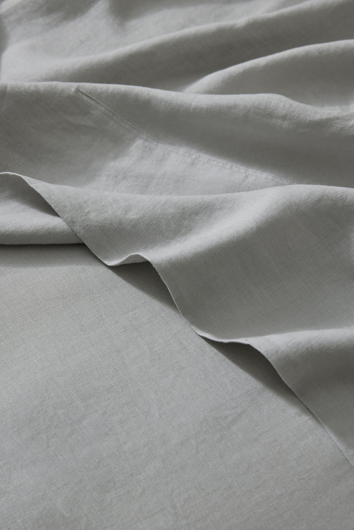 Ravello Linen Flat Sheet | Silver | Queen