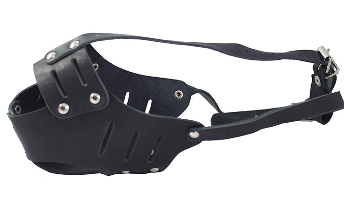 Real Leather Cage Basket Secure Dog Muzzle #117 Black - Spaniel (Circumf 10.75", Snout Length 2.75")