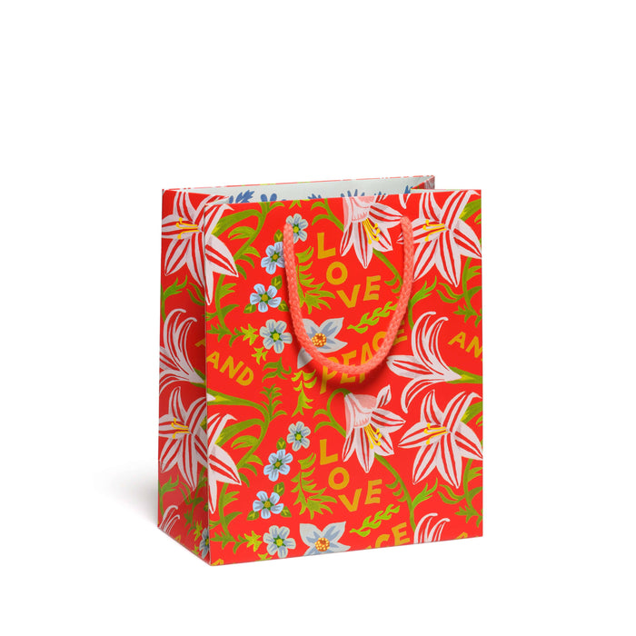 Red Cap Cards - Peace and Love Amaryllis gift bags: Large