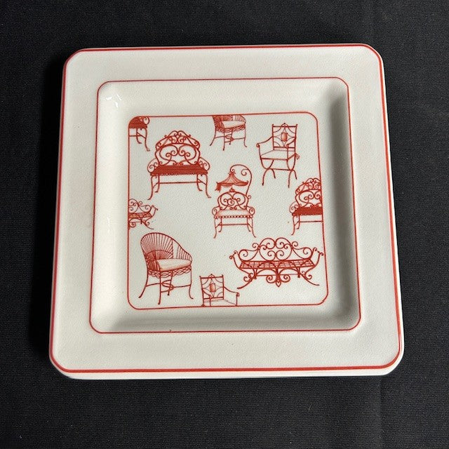 Red Chairs Plates Made In Italy