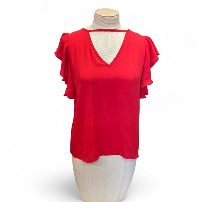 Red ruffle sleeve top