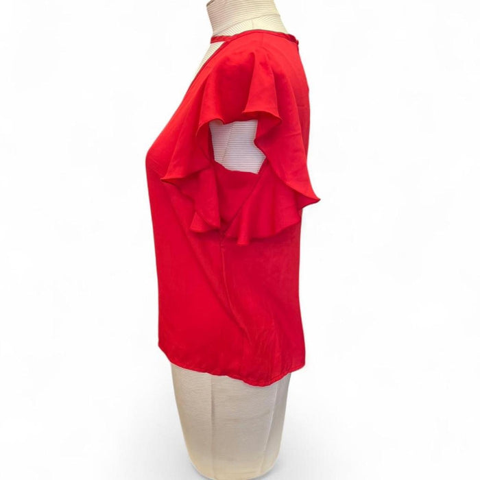 Red ruffle sleeve top