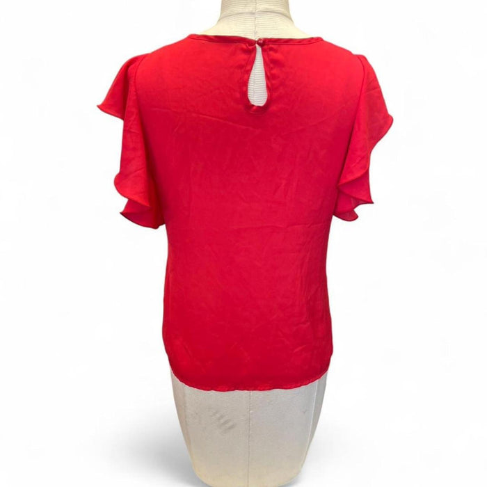 Red ruffle sleeve top