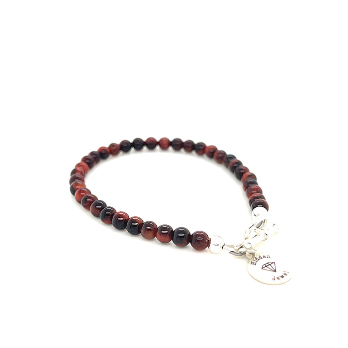 Red Tiger Eye Gemstone Beaded Bracelet