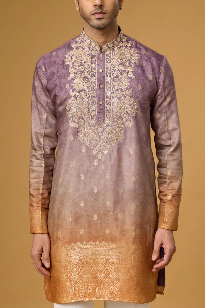 Designer Plum Ethnic Kurta Set – Side View | Mahavir NX