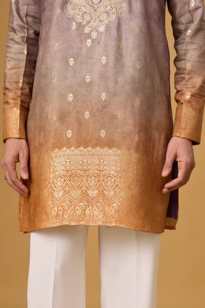 Regal Plum Paisley Kurta Set – Full Length View | Mahavir NX