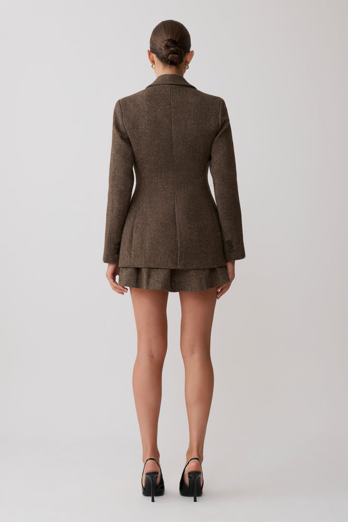 Romy Mini Skirt With Hardware - Herringbone