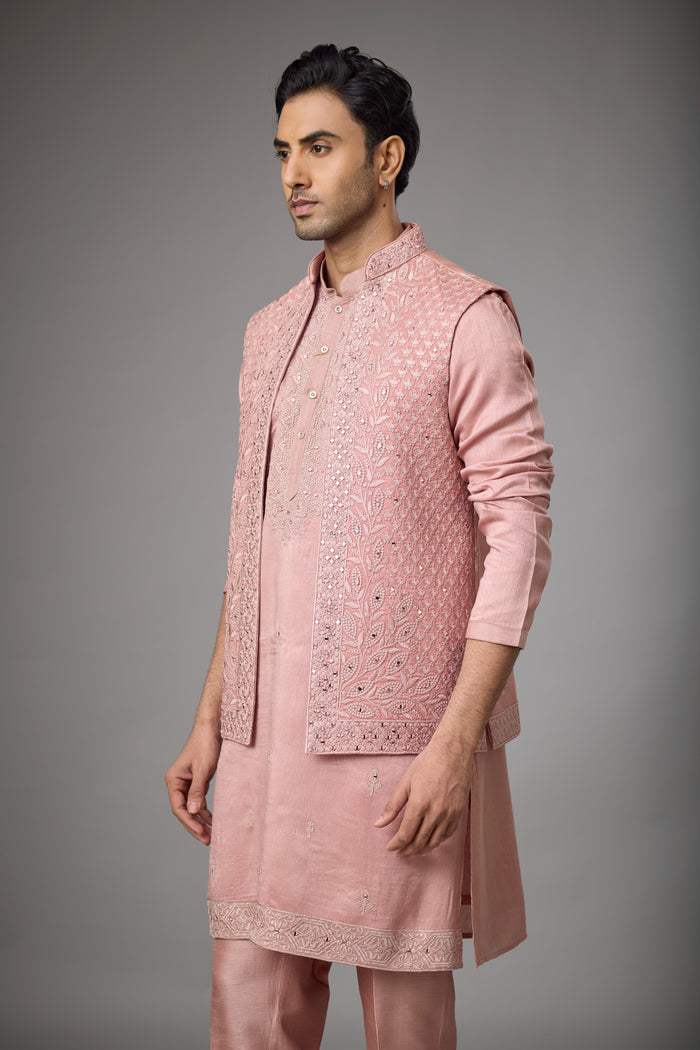 Rose Blush shimmer sleeveless jacket